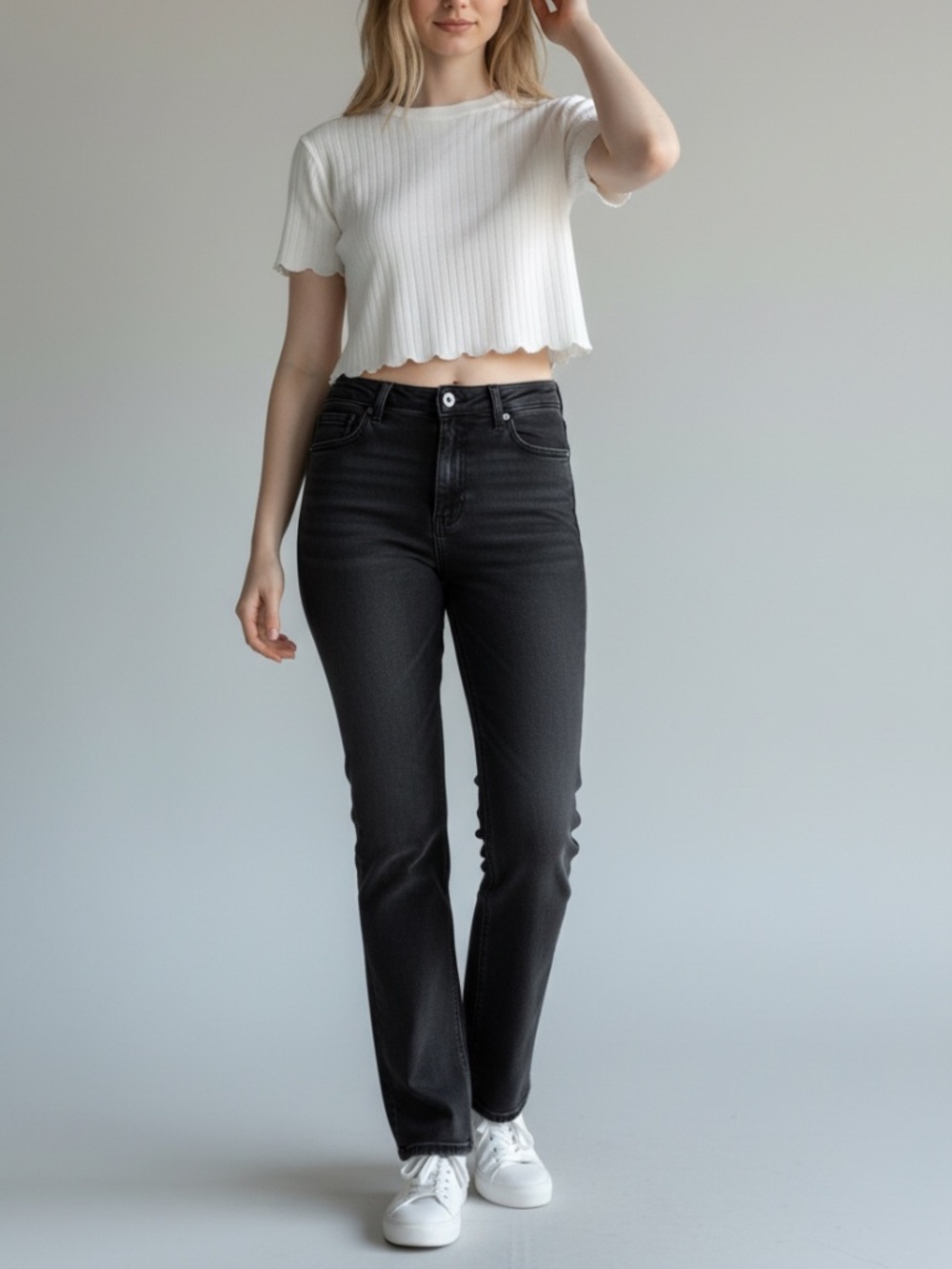 Old Navy Black Straight Leg Gray Black Denim Jeans Women's Size 10 Tall